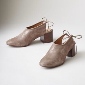 Sofft Metallic Taupe Ankle Tie Bootie, Mule Sz 9.5